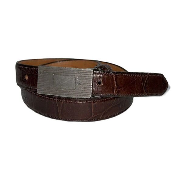 Zele All Leather Woman’s Belt, Silver Buckle Size Small 28” - Picture 1 of 10